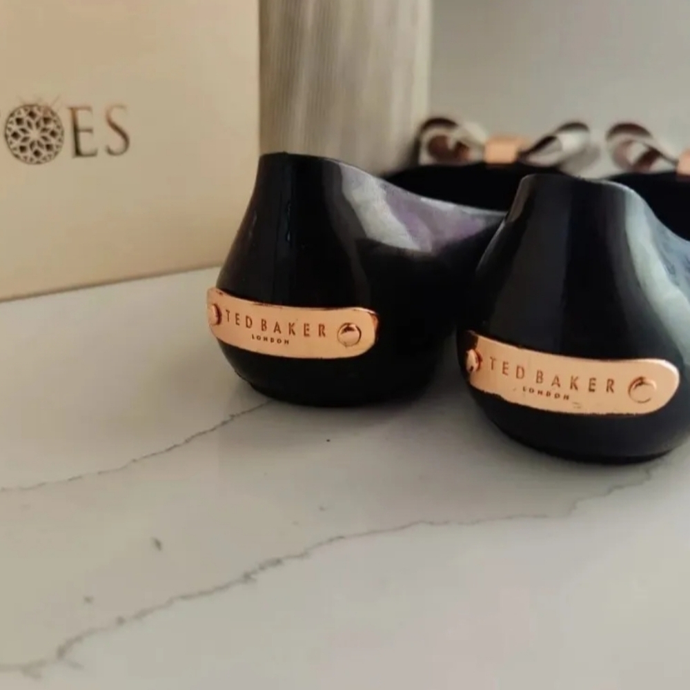 TED BAKER Bow Flats Slip On Shoes Ballerina Pumps UK6 EU439 Black Cream £55 - Picture 4 of 11